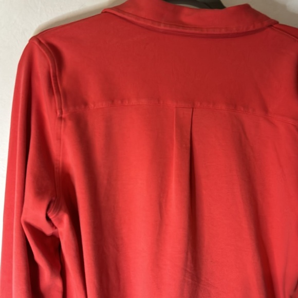 LL Bean Coral Pink Button Down Blouse Top Size Large 100%Cotton Jersey Material - Picture 7 of 10